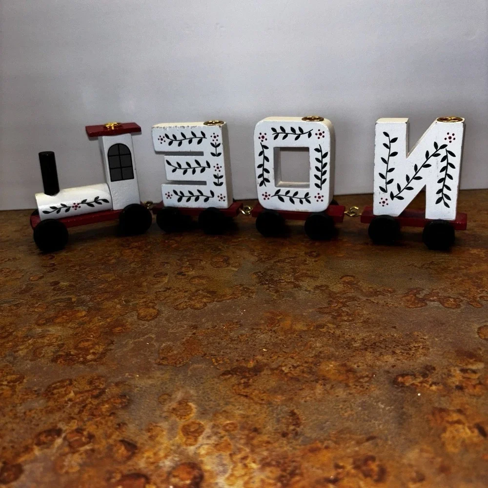 Vintage Interpur Wooden NOEL Candle Train Display Made In Taiwan